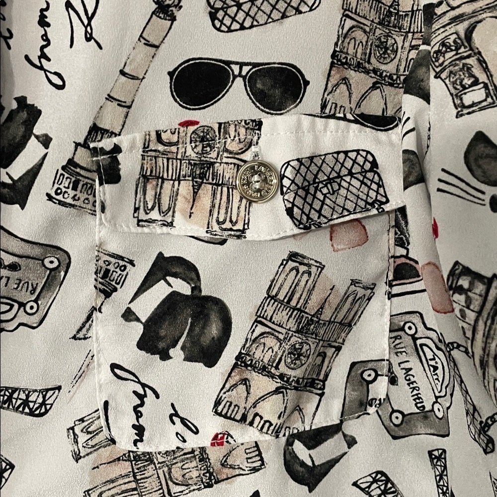 Karl Lagerfeld Graphic Print Button-Down Shirt - Picture 6 of 9